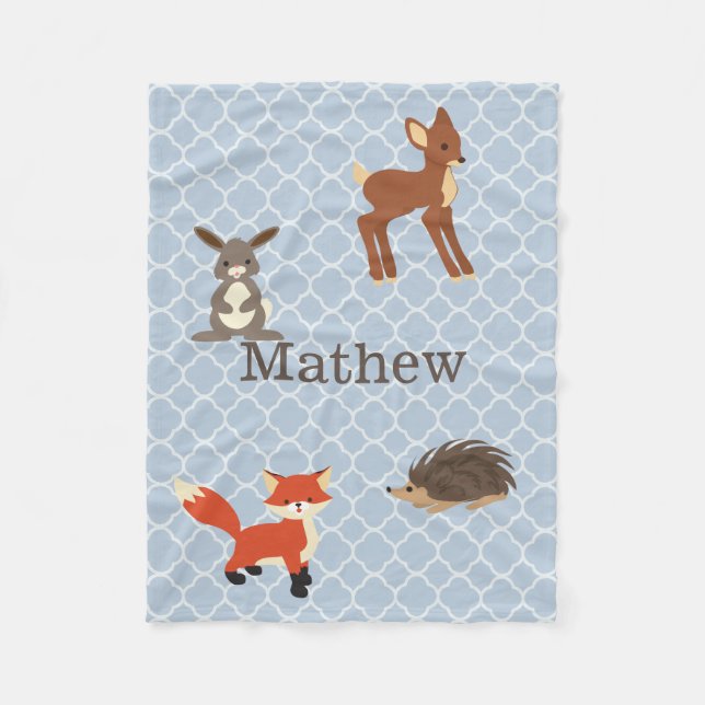 Manta Polar Matrícula personalizada para animales de bosque (Anverso)