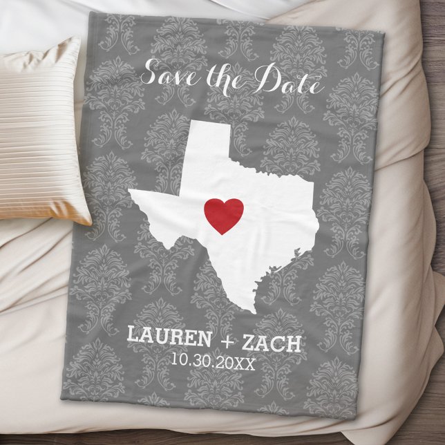 Manta Polar Matrimonio entre el Estado de origen salva la fech (Texas Personalized Fleece Blanket)