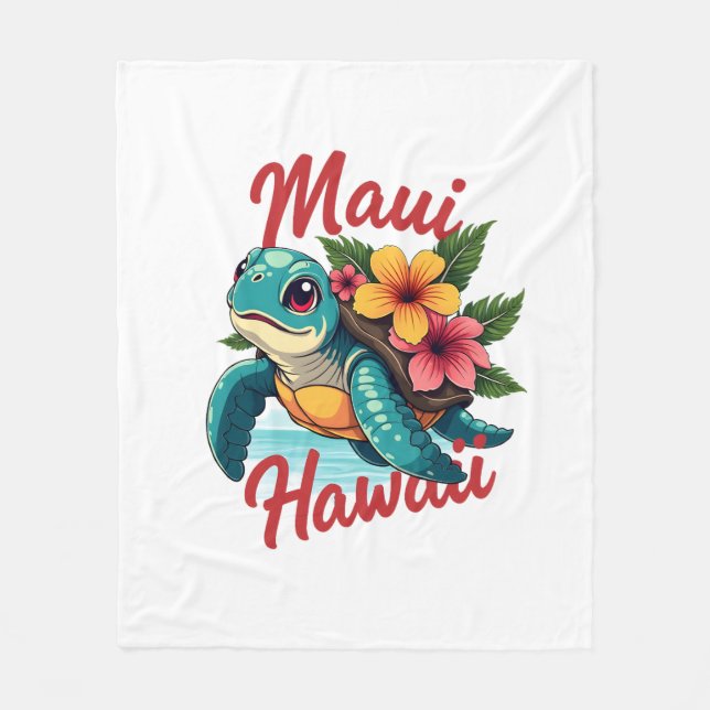 Manta Polar Maui Hawaii T Shirt Chica Women Niños Sea Turtle H (Anverso)