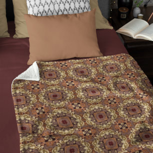 Manta Polar Mauve Taupe Ochre Tan Brown Bohemian Bali Art