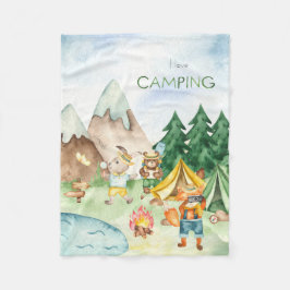 Manta Polar Me encanta acampar Woodland Animal Kids Watercolor