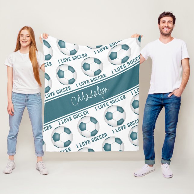 Manta Polar Me encanta el patrón de texto del fútbol chicas bl (In situ)