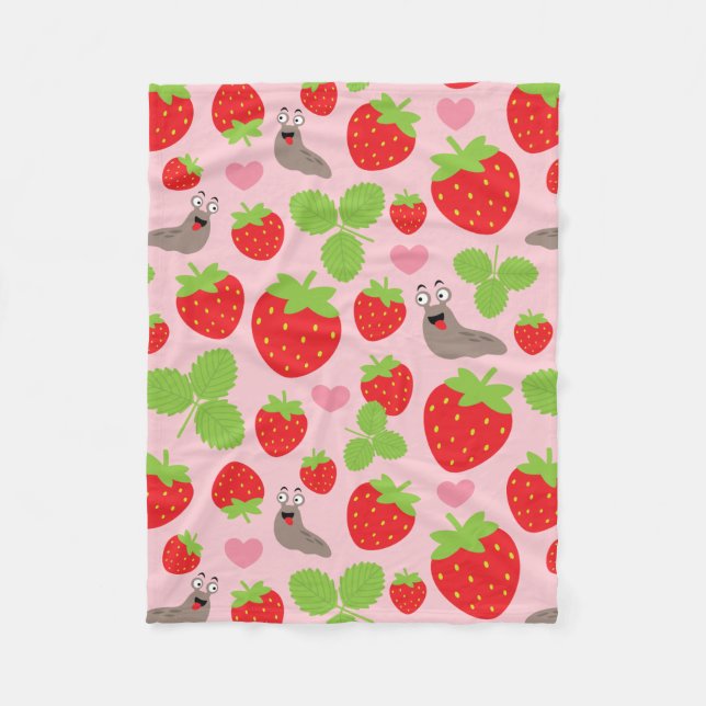 Manta Polar Me encanta el patrón sin mar de las fresas (Anverso)