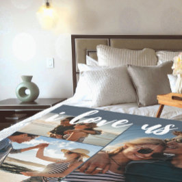 Manta Polar Me encanta Script Photo Blue and White