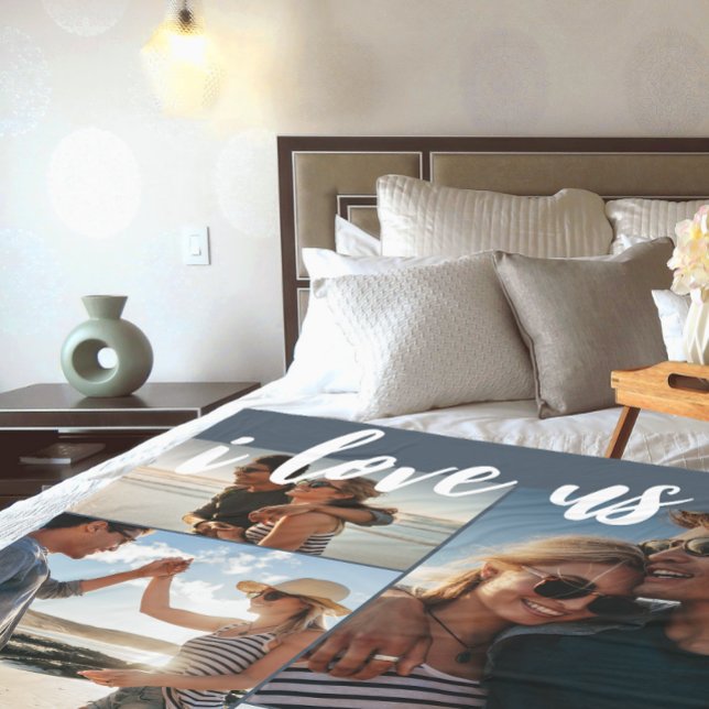 Manta Polar Me encanta Script Photo Blue and White (Subido por el creador)