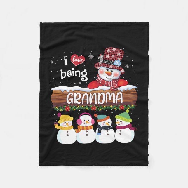 Manta Polar Me Encanta Ser Abuela Navidades Snowman Familia De (Anverso)