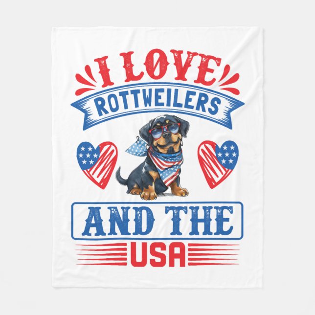 Manta Polar Me encantan los Rottweilers y los Estados Unidos (Anverso)