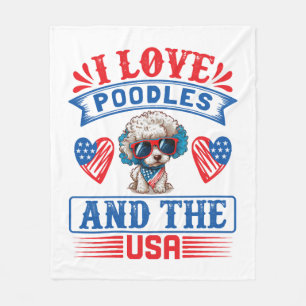 Manta Polar Me encantan Poodles y los EE.UU. 01