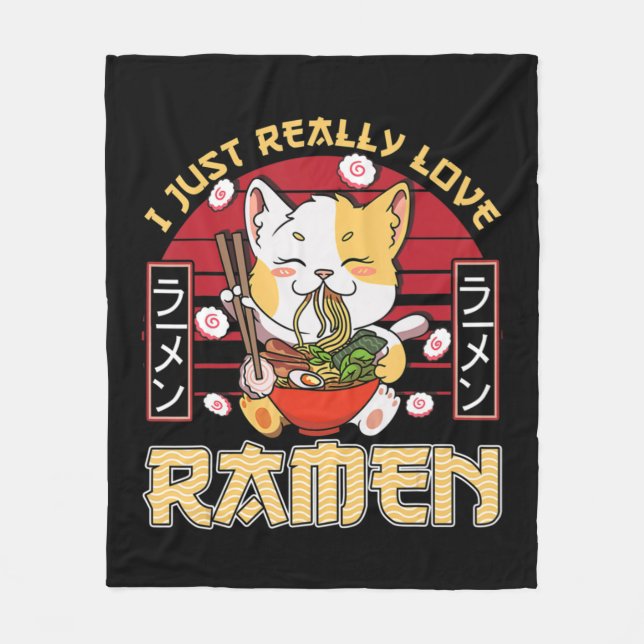 Manta Polar Me Encanto Realmente Ramen Kawaii Anime Cat Ramen  (Anverso)