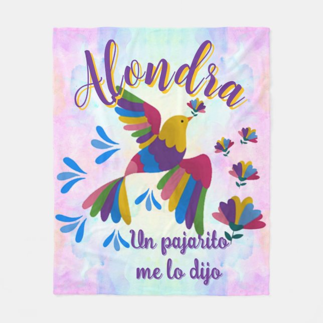 Manta Polar 'Me lo dijo un pajarito' personalizable nombre (Anverso)