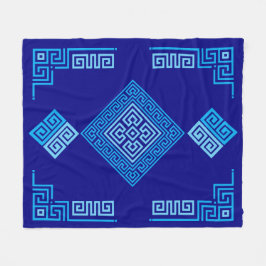 Manta Polar Meander griego - Llave griega - tonos azules
