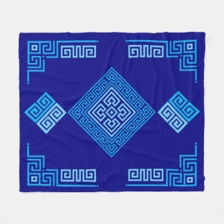 Manta Polar Meander griego - Llave griega - tonos azules