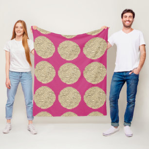 Manta Polar Medallón rosa de fuschia de oro elegante Art Nouve