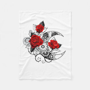 Manta Polar Media luna mecánica con rosas rojas