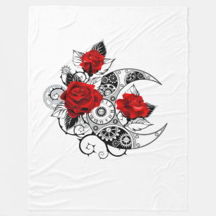 Manta Polar Media luna mecánica con rosas rojas