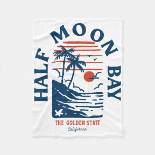 Manta Polar Media Luna Y California Retro Surfer Playa Vintage