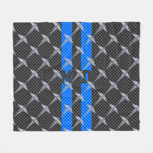 Manta Polar Médica médico MD Caduceus en franjas azules
