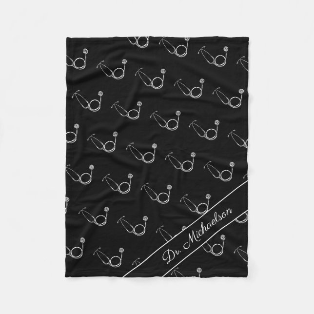 Manta Polar Médica Médico Patrón de estetioscopio Nombre del m (Anverso)