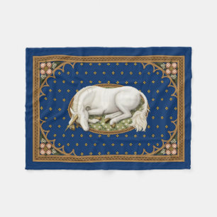 Manta Polar Medieval azul real de Unicornio