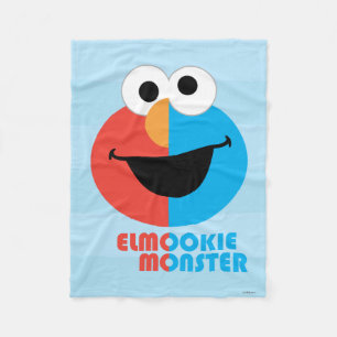 Manta Polar Medio rostro de Elmo y Cookie