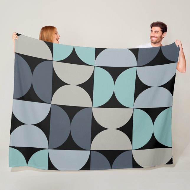 Manta Polar Medio siglo Verde azul y gris moderno (In situ)