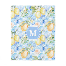 Mediterranean Blue Tile Limoncello Monograma Nombr