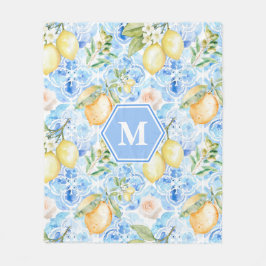 Manta Polar Mediterranean Blue Tile Limoncello Monograma Nombr