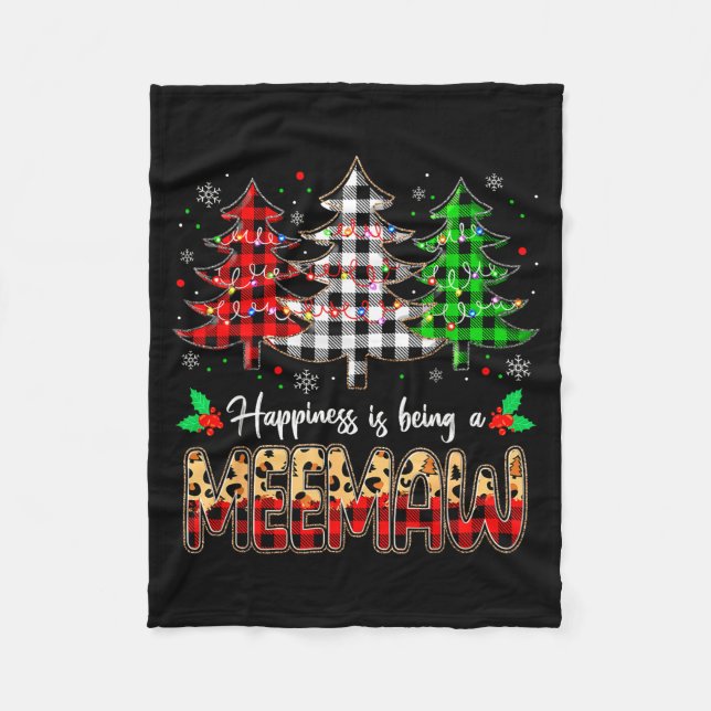 Manta Polar Meemaw Christmas Tree Xmas Buffalo Plaid Red White (Anverso)