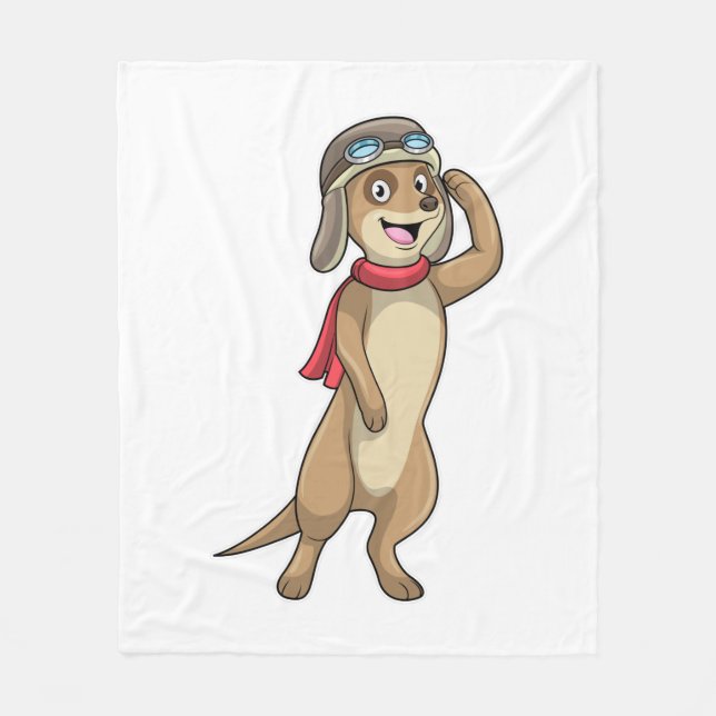 Manta Polar Meerkat como piloto con gorra piloto (Anverso)