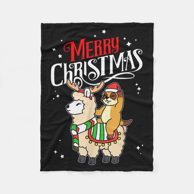 Manta Polar Meerkat Merry Christmas Reindeer Llama Riding Meer (Anverso)