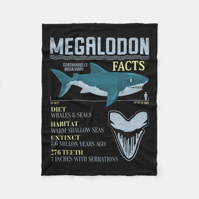 Manta Polar Megalodon Hechos Meg Fósil De Dientes De Tiburón P (Anverso)