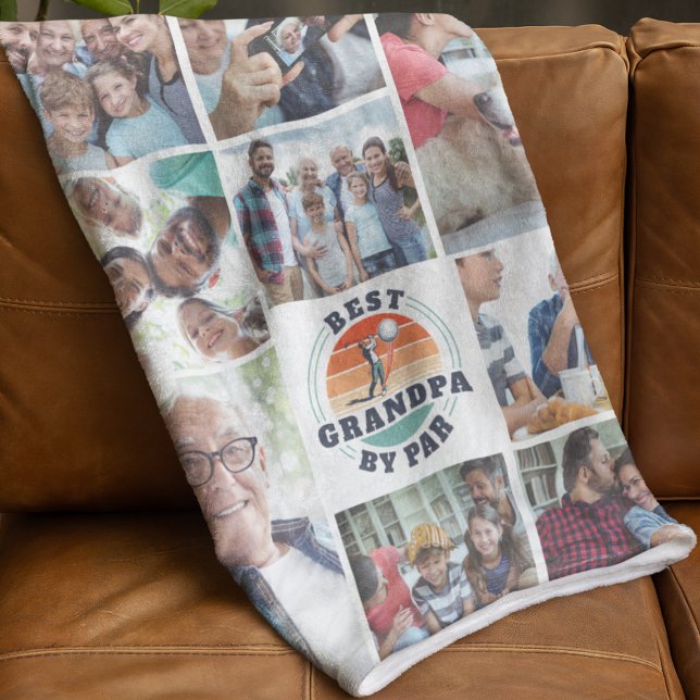 Manta Polar Mejor Abuelo Por Collage de fotos De Familia Par G (Best Grandpa by Par Photo Collage Fleece Blanket)