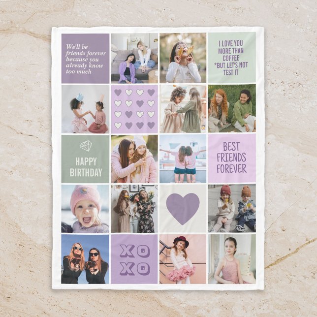 Manta Polar Mejor Amigo Amistad Besties Collage de fotos BFF (Photo Collage Blanket)