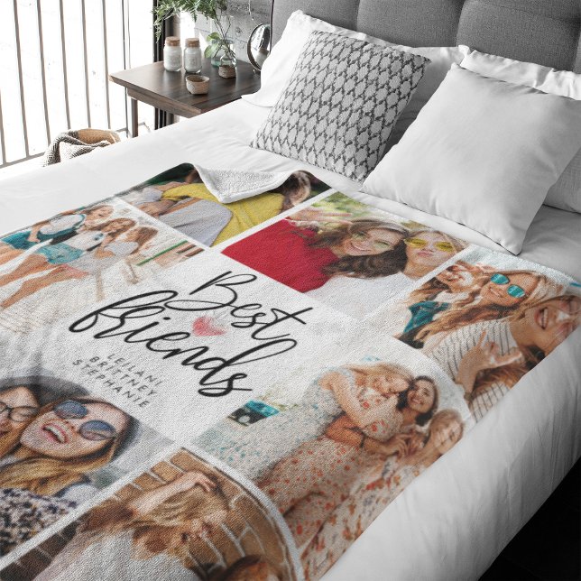 Manta Polar Mejor Amigo Collage de fotos Fleece Blanket (Perfect fleece blanket to celebrate your friendship and you can buy multiples for your friends)