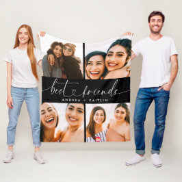 Manta Polar Mejor Amigos BFF Elegante Modern Heart Script Phot