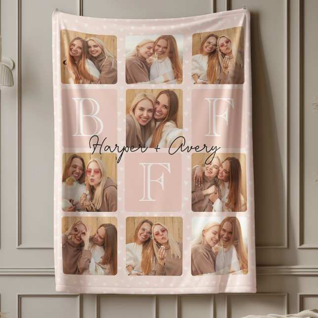 Manta Polar Mejor Amigos Personalizados Collage de fotos para  (Celebrate your unbreakable bond with this "Best Friends Forever" photo blanket! )