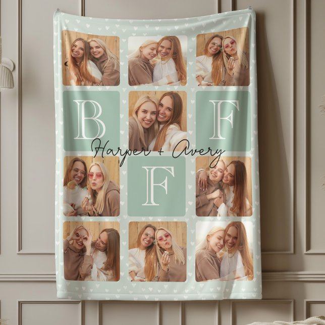 Manta Polar Mejor Amigos Personalizados Collage de fotos para  (Celebrate your unbreakable bond with this "Best Friends Forever" photo blanket! )