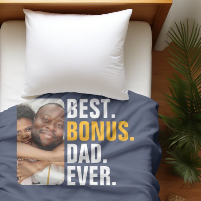 Manta Polar Mejor Bono Personalizado Papá Nunca Padre (Personalized Best Bonus Dad Ever Stepfather Fleece Blankets from Ricaso. Stepdad Father's Day gifts)