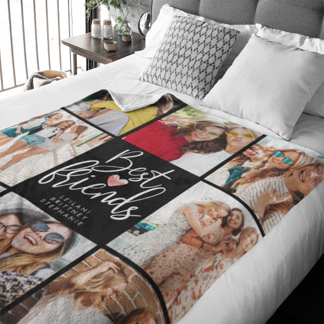 Manta Polar Mejor Collage de fotos de Amigo Negro (Perfect fleece blanket to celebrate your friendship and you can buy multiples for your friends)