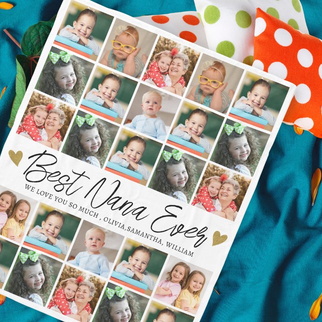 Manta Polar Mejor Collage de fotos personalizado de Nana 25 (Subido por el creador)