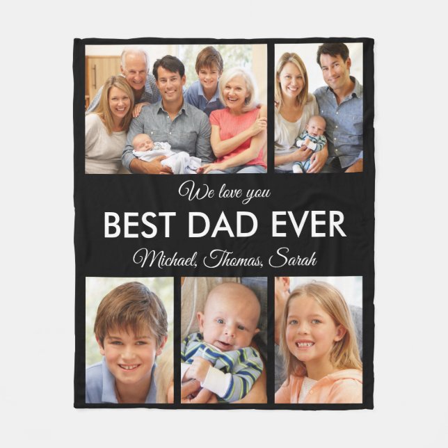 Manta Polar Mejor Día de los Padres del Collage de fotos (Anverso)