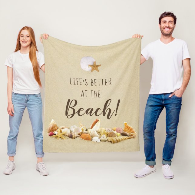 Manta Polar Mejor En El Beach Seashells Fleece Blanket (In situ)