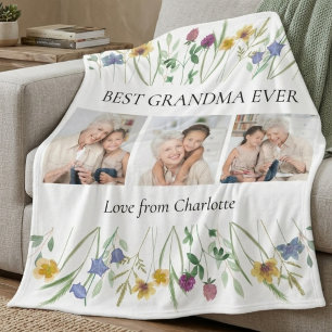 Manta Polar Mejor foto floral de mamá y abuela jamás