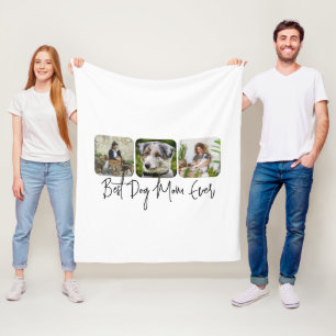 Manta Polar Mejor Madre Perro - Personalizado de 3 Collages de