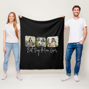 Manta Polar Mejor Madre Perro - Personalizado de 3 Collages de
