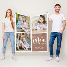Manta Polar Mejor Mamá Collage de fotos Brown