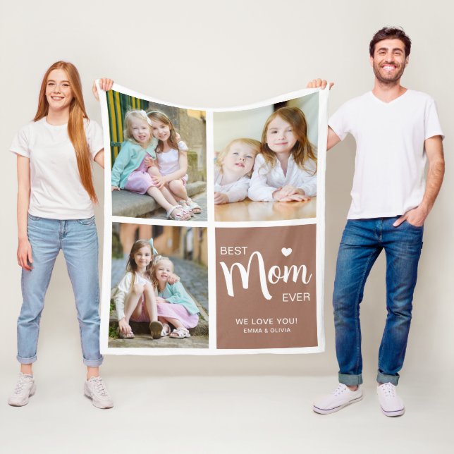 Manta Polar Mejor Mamá Collage de fotos Brown (In situ)