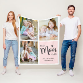 Manta Polar Mejor Mamá Collage de fotos Rubor Rosa