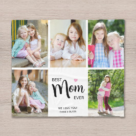 Manta Polar Mejor Mamá Día de la Madre Collage de fotos Blanco