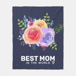 Manta Polar Mejor Mamá en los Rosas de acuarela del mundo